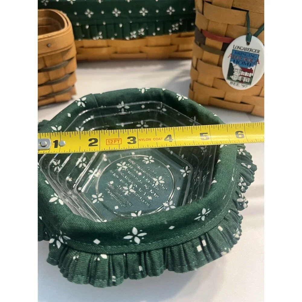 5 Longaberger Basket Pie Bee Small Key Sage Green Traditions Liner Protectors